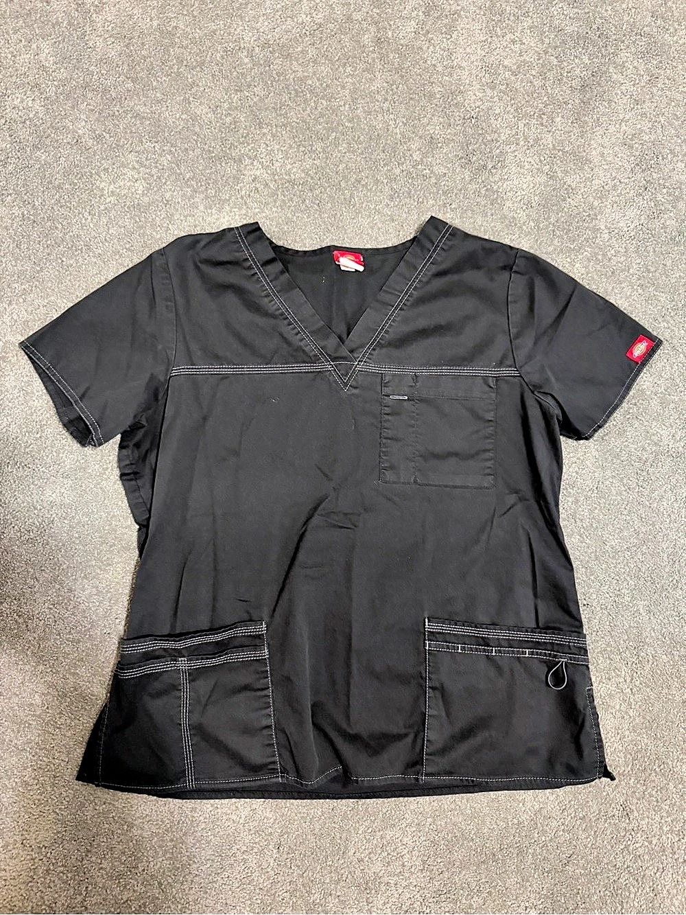 Dickies Black Short Sleeve Scrub Top Large